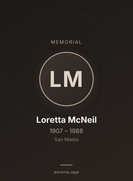Memorial portrait of Loretta McNeil