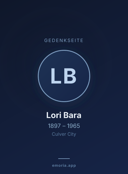 Gedenkportrait von Lori Bara