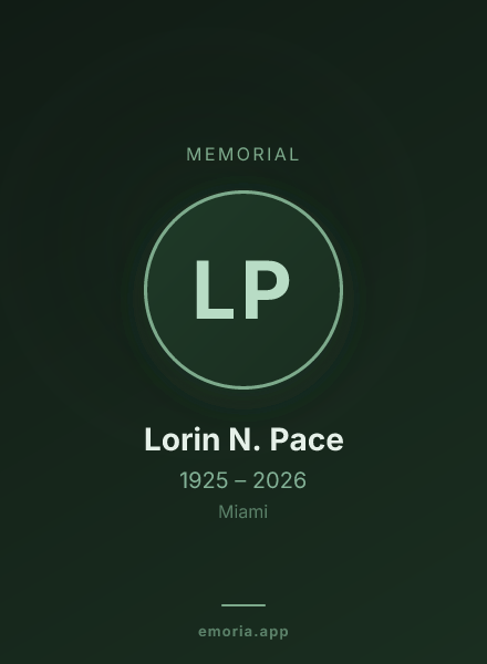 Memorial portrait of Lorin N. Pace