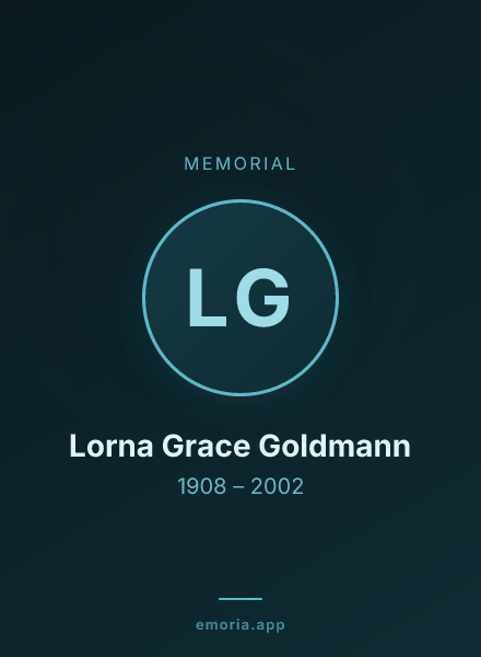 Memorial portrait of Lorna Grace Goldmann