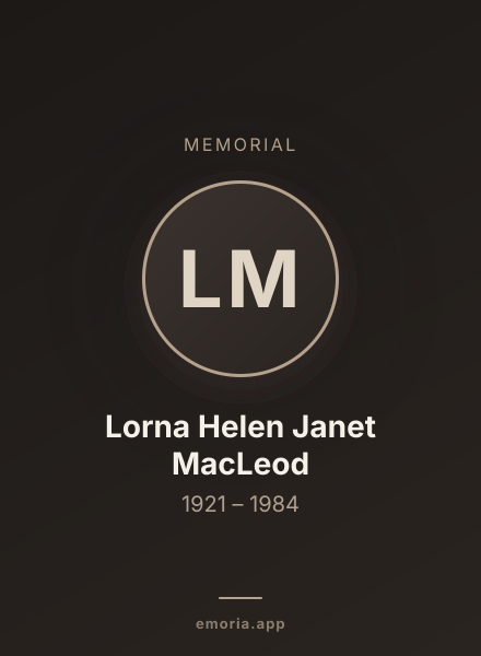Memorial portrait of Lorna Helen Janet MacLeod
