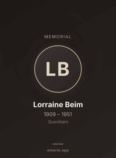 Memorial portrait of Lorraine Beim