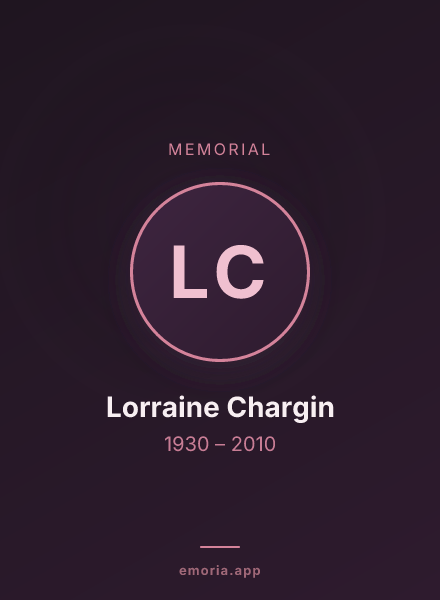 Memorial portrait of Lorraine Chargin