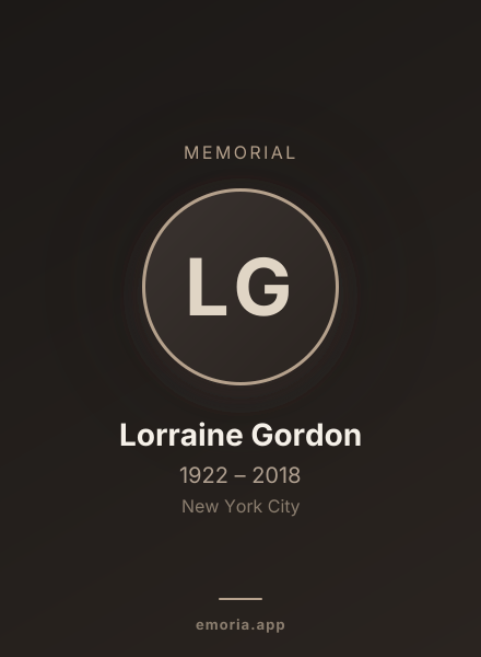 Memorial portrait of Lorraine Gordon