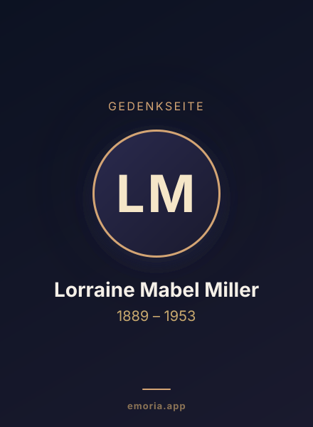 Gedenkportrait von Lorraine Mabel Miller