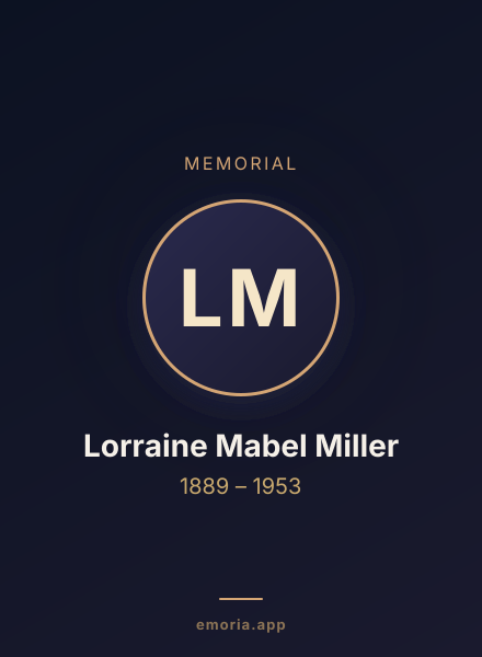 Memorial portrait of Lorraine Mabel Miller