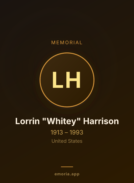 Memorial portrait of Lorrin "Whitey" Harrison