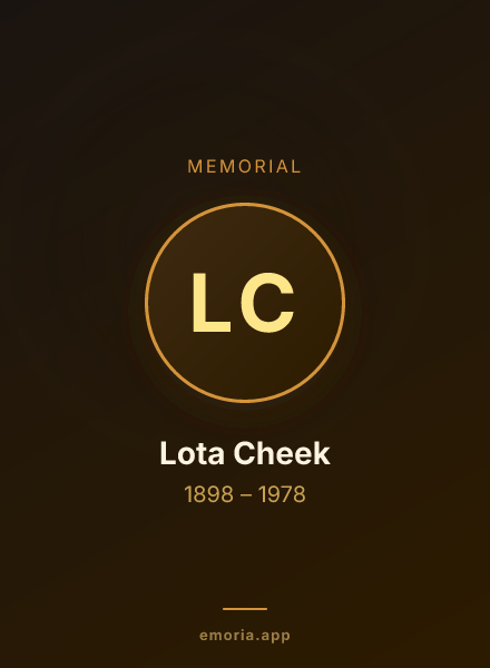 Memorial portrait of Lota Cheek