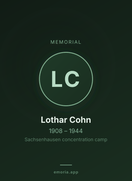 Memorial portrait of Lothar Cohn