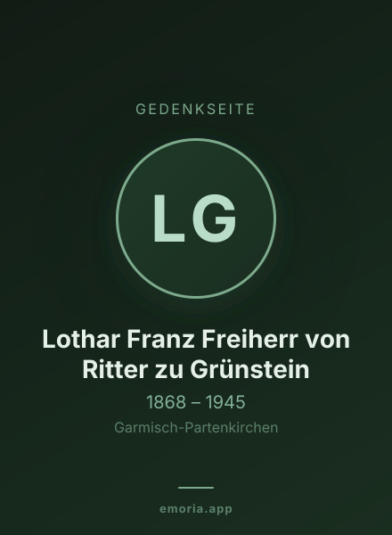 Gedenkportrait von Lothar Franz Freiherr von Ritter zu Grünstein