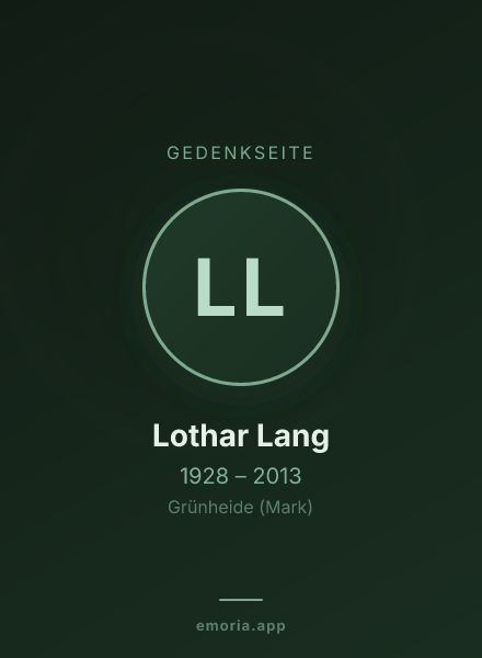 Gedenkportrait von Lothar Lang