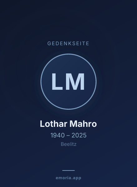 Gedenkportrait von Lothar Mahro