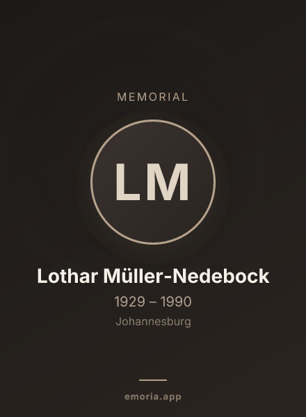 Memorial portrait of Lothar Müller-Nedebock