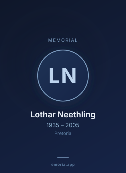 Memorial portrait of Lothar Neethling