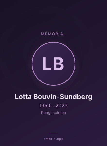 Memorial portrait of Lotta Bouvin-Sundberg