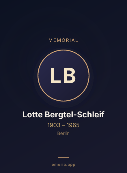 Memorial portrait of Lotte Bergtel-Schleif