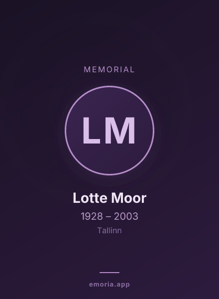 Memorial portrait of Lotte Moor