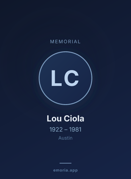 Memorial portrait of Lou Ciola