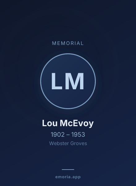 Memorial portrait of Lou McEvoy