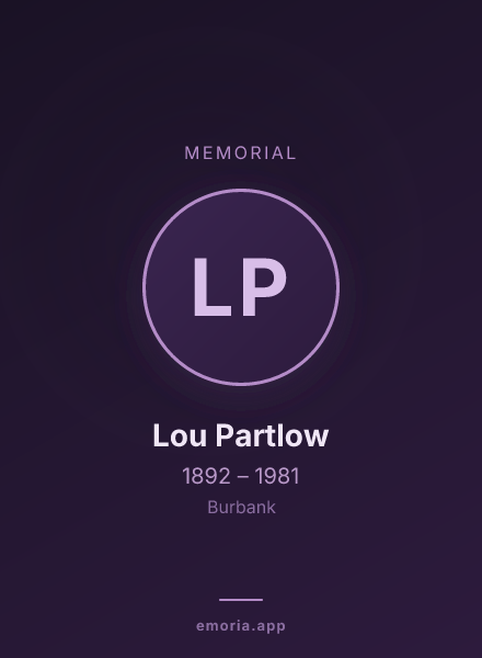 Memorial portrait of Lou Partlow