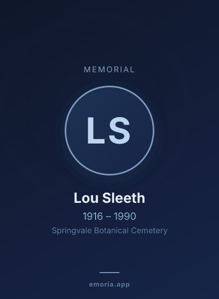 Memorial portrait of Lou Sleeth