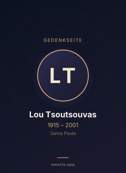 Gedenkportrait von Lou Tsoutsouvas