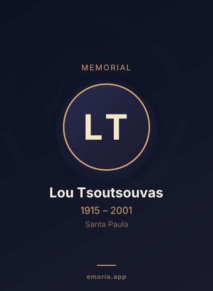 Memorial portrait of Lou Tsoutsouvas