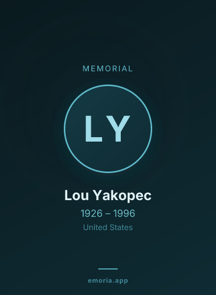 Memorial portrait of Lou Yakopec