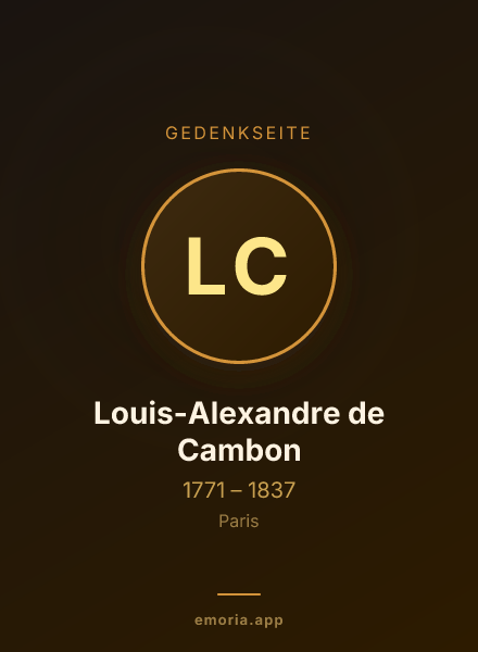 Gedenkportrait von Louis-Alexandre de Cambon