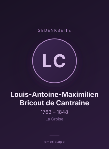 Gedenkportrait von Louis-Antoine-Maximilien Bricout de Cantraine