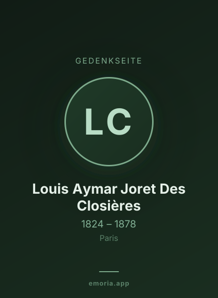 Gedenkportrait von Louis Aymar Joret Des Closières
