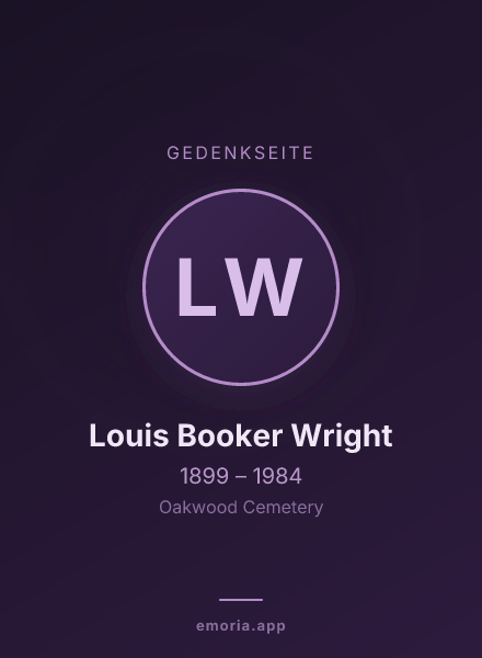 Gedenkportrait von Louis Booker Wright