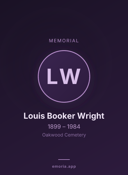Memorial portrait of Louis Booker Wright