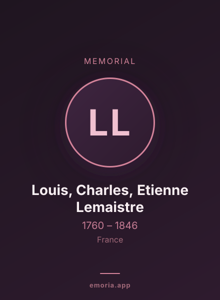 Memorial portrait of Louis, Charles, Etienne Lemaistre