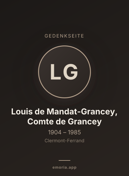 Gedenkportrait von Louis de Mandat-Grancey, Comte de Grancey