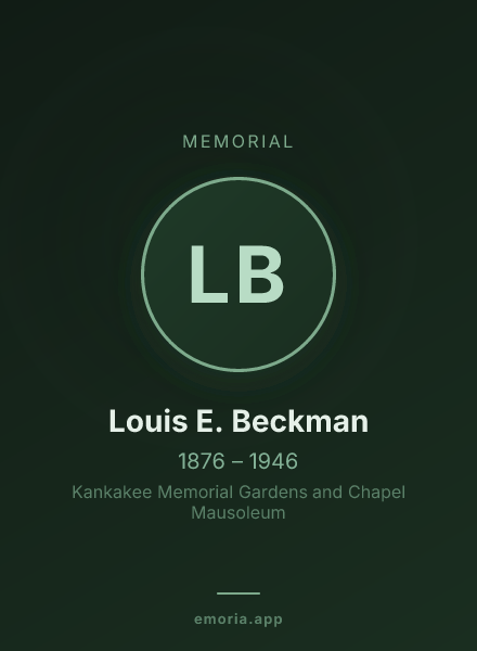 Memorial portrait of Louis E. Beckman