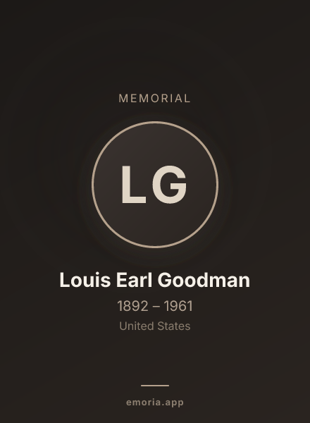 Memorial portrait of Louis Earl Goodman