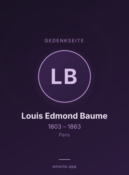 Gedenkportrait von Louis Edmond Baume