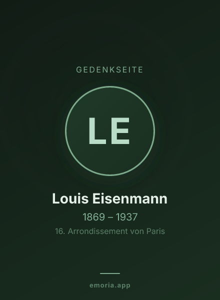 Gedenkportrait von Louis Eisenmann