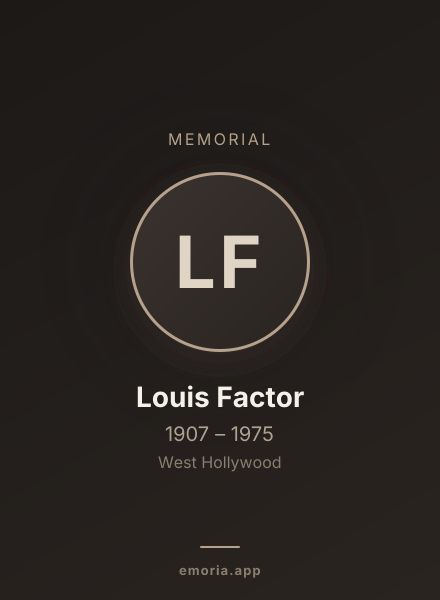 Memorial portrait of Louis Factor