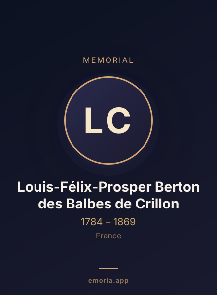 Memorial portrait of Louis-Félix-Prosper Berton des Balbes de Crillon