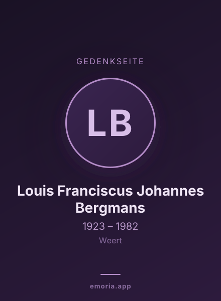 Gedenkportrait von Louis Franciscus Johannes Bergmans