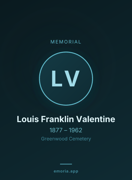 Memorial portrait of Louis Franklin Valentine