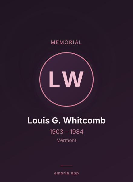 Memorial portrait of Louis G. Whitcomb