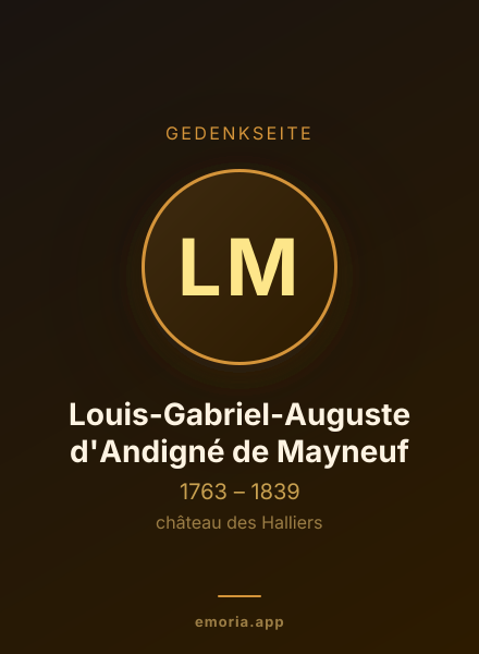 Gedenkportrait von Louis-Gabriel-Auguste d'Andigné de Mayneuf