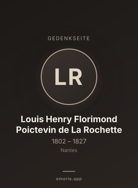 Gedenkportrait von Louis Henry Florimond Poictevin de La Rochette