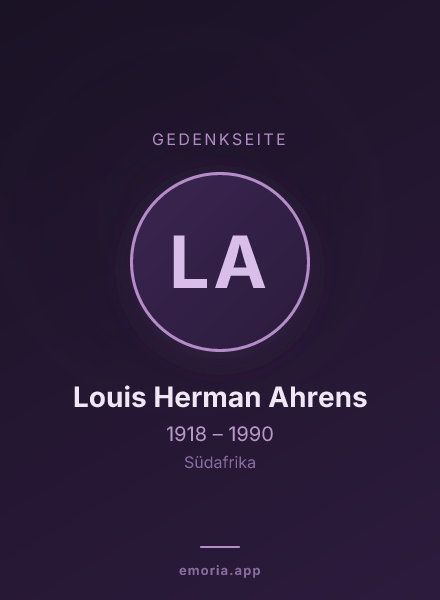 Gedenkportrait von Louis Herman Ahrens