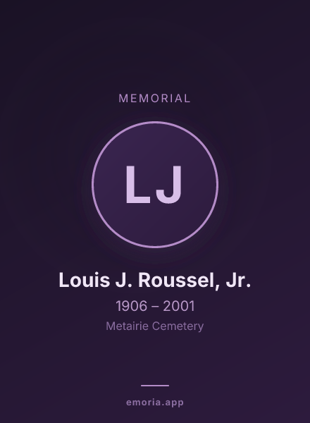 Memorial portrait of Louis J. Roussel, Jr.