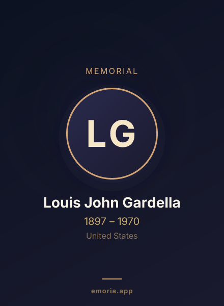 Memorial portrait of Louis John Gardella