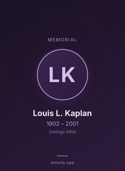 Memorial portrait of Louis L. Kaplan